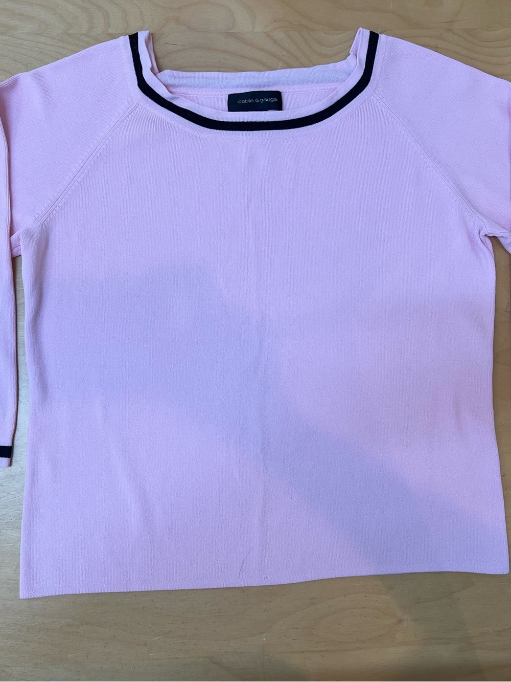 Cable & Gauge Light Pink square neck Top with Black Trim